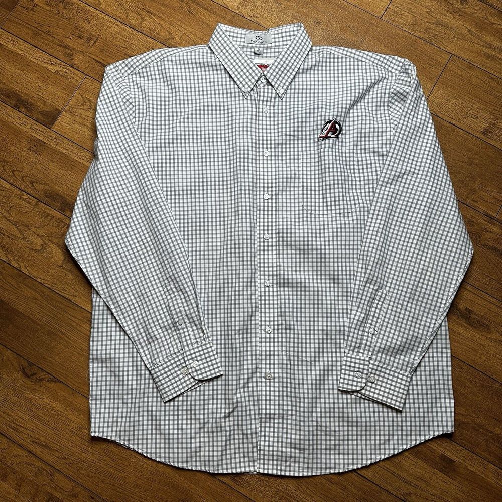 Arkansas Travelers Vantage Mens 2X Gray‎ Gingham MiLB Button Down Shirt NWT
